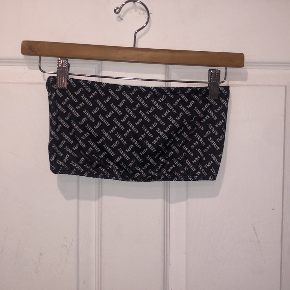 NWOT Kappa Women's M Matching Set Skirt Bandeau Top Black White Graphic Logo